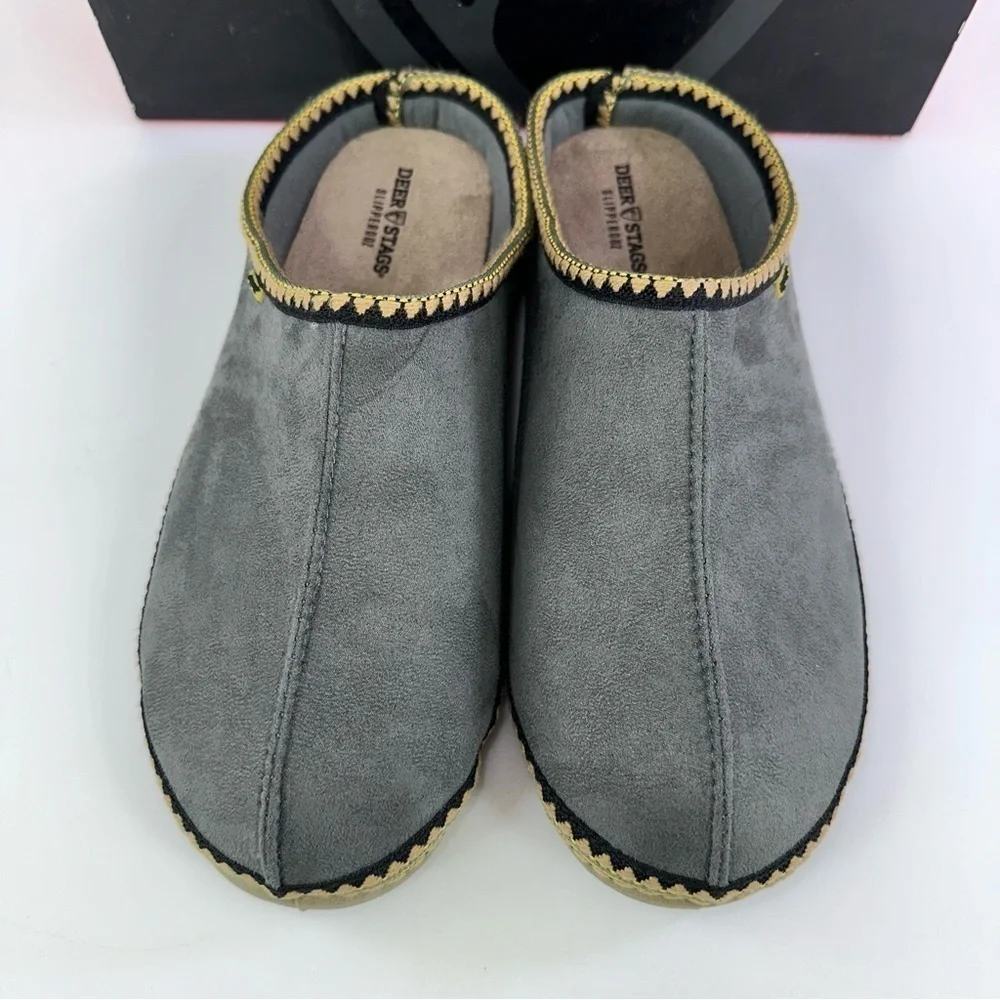 Deer Stags Men's Wherever Slipper Grey, Size 10M New